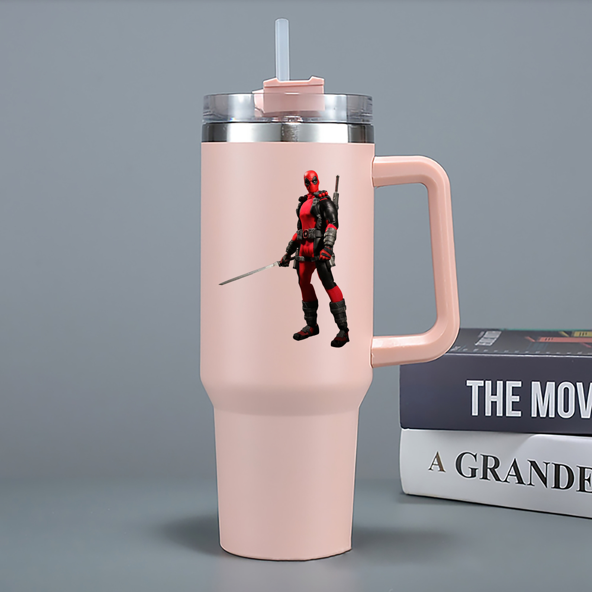 （画像用） Deadpool デッドプール 1200mL車用タンブラー - クリスタルステッカー（プラスチックストロー付き）